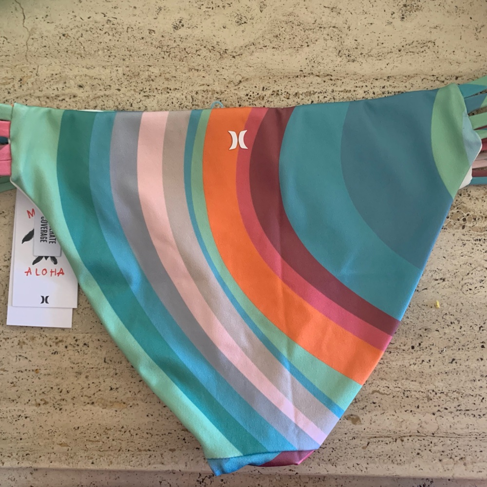 HURLEY Womens MAX bikini bottom “Retro Wave” LARGE New With Tags